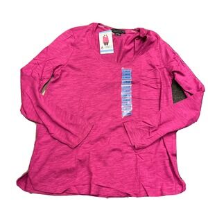 NWT Women's Dylan SOCIAL STANDARD Fuchsia Long Sleeve Pocket Tee Large